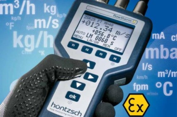 Hoentzsch explosion proof Multi functional handheld unit with data logger for measuring flow rate,flow velocity, temperature, pressure and other variables in explosive atmospheres