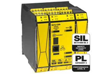 Mueller Industrie Elektronik Compact-type Safe PLC suitable up to PL e (ENISO13849-1) or SIL3 (IEC 61508). The programming and parameterization is possible by serial interface.
